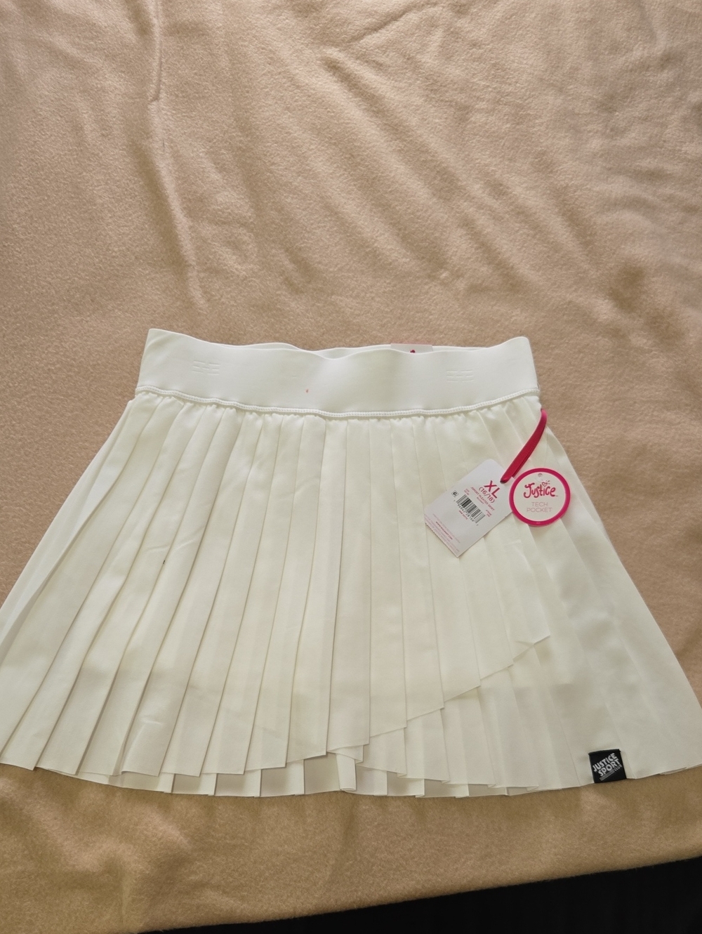Justice White Pleated Skater Skirt